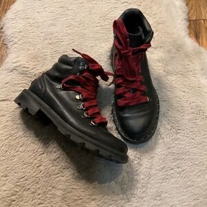 Sorel Lennox Hiker STKD Waterproof Boot Size 6.5‎ Leather Black Lae Up